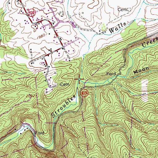 Topographic Map of Walls Branch, VA