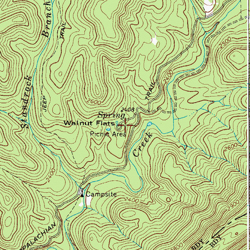 Topographic Map of Walnut Flats, VA
