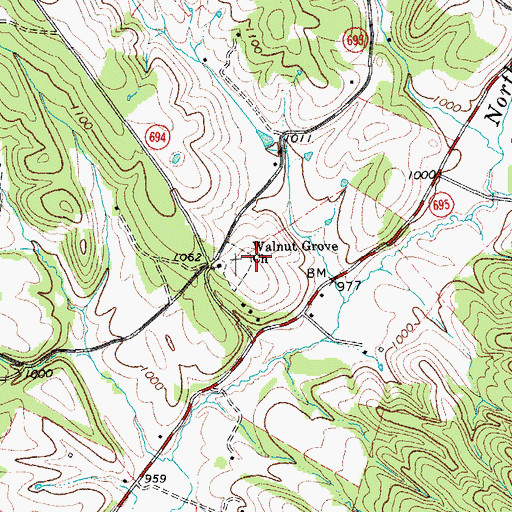 Topographic Map of Walnut Grove Church, VA
