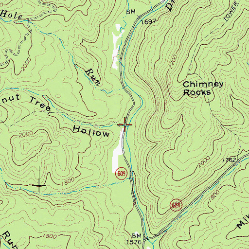 Topographic Map of Walnut Tree Hollow, VA