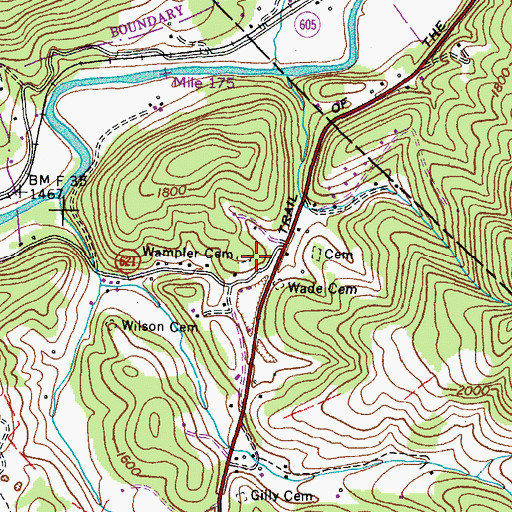 Topographic Map of Wampler Cemetery, VA