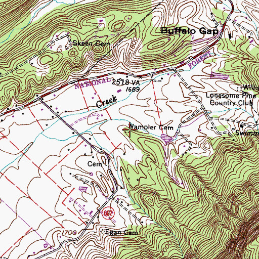 Topographic Map of Wampler Cemetery, VA