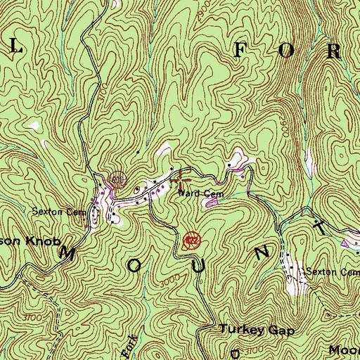 Topographic Map of Ward Cemetery, VA