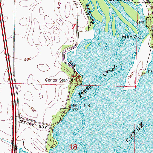 Topographic Map of Center Star Church, AL