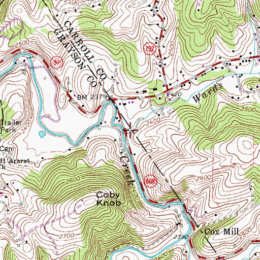 Topographic Map of Wards Mill Branch, VA