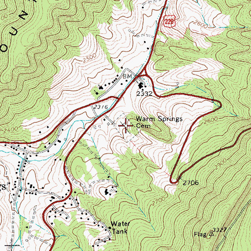 Topographic Map of Warm Springs Cemetery, VA