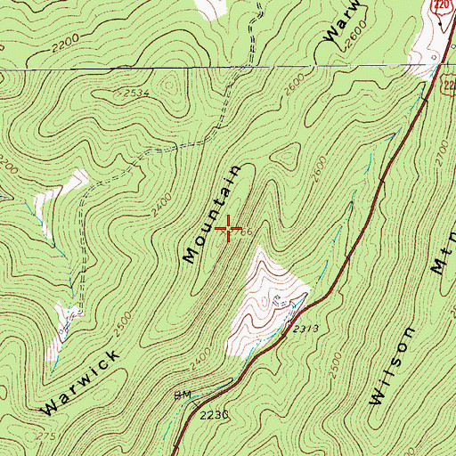 Topographic Map of Warwick Mountain, VA
