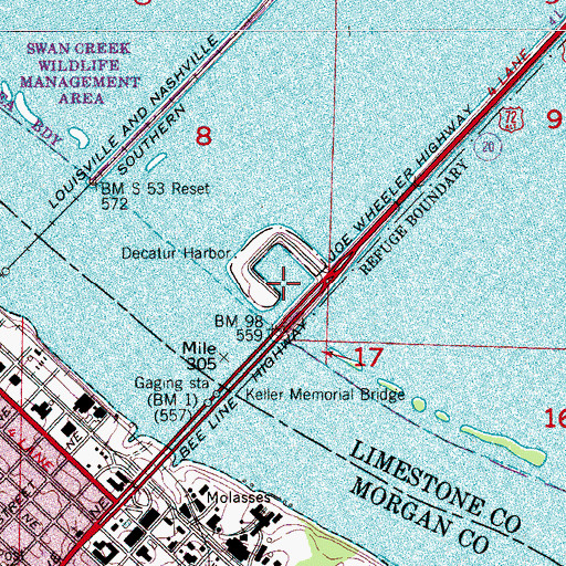 Topographic Map of Decatur Harbor, AL