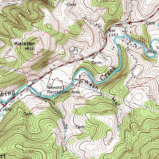 Topographic Map of Wash Hollow, VA