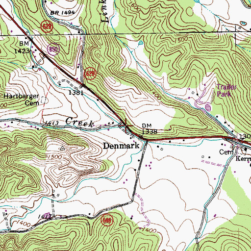 Topographic Map of Waterloo Creek, VA