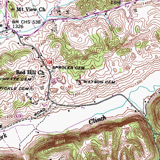 Topographic Map of Dulaney - Tomlinson Cemetery, VA