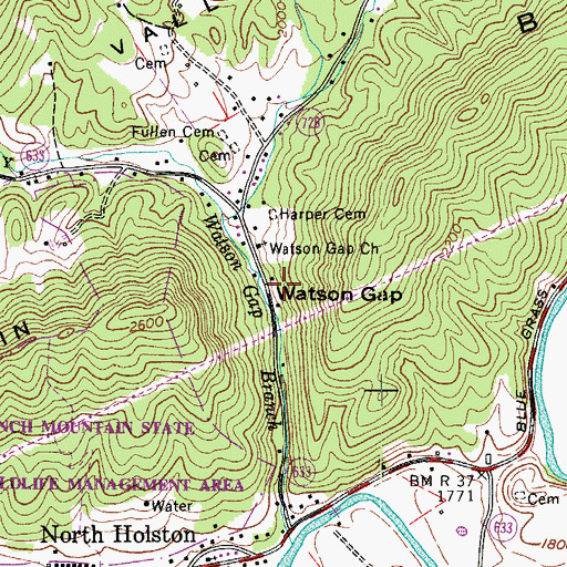 Topographic Map of Watson Gap, VA