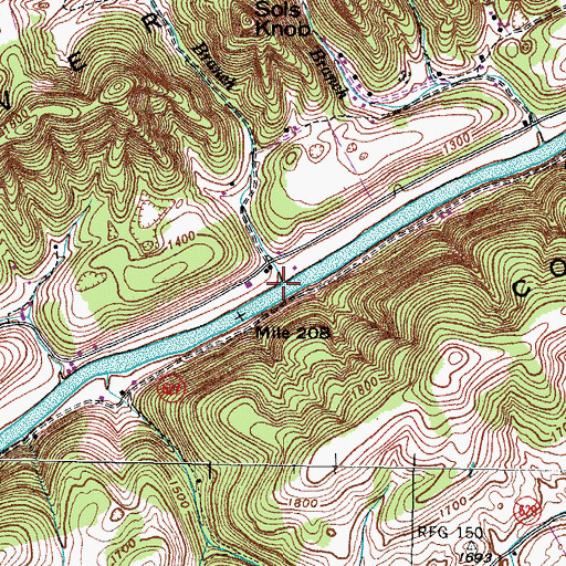 Topographic Map of Watts Branch, VA
