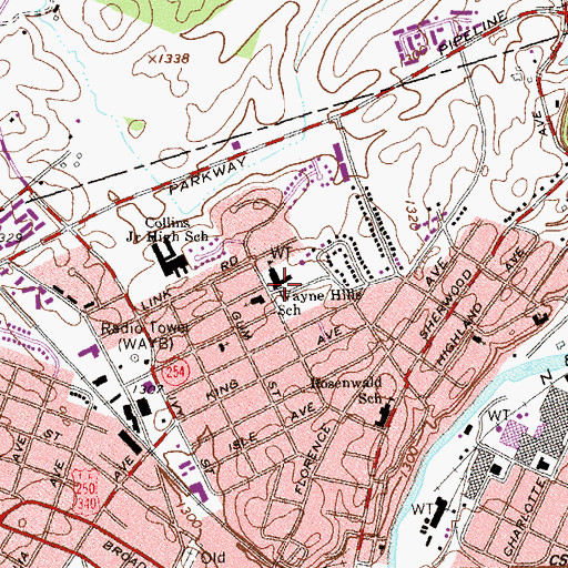 Topographic Map of Wayne Hills Elementary School, VA