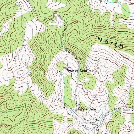 Topographic Map of Weaver Cemetery, VA