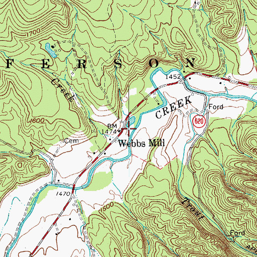 Topographic Map of Webbs Mill, VA