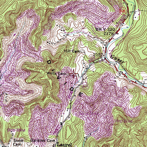 Topographic Map of Wells Cemetery, VA