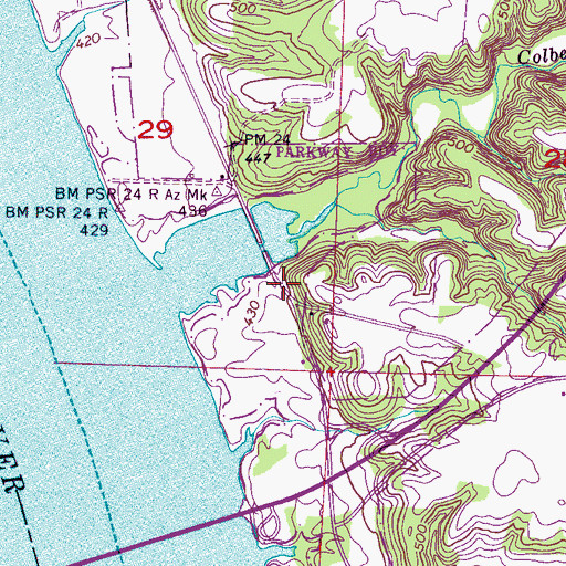Topographic Map of Natchez Trace Parkway Lauderdale Park, AL