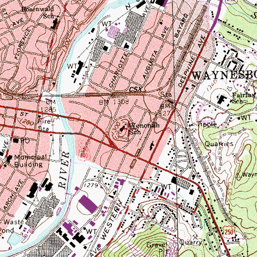Topographic Map of Wenonah Elementary School, VA