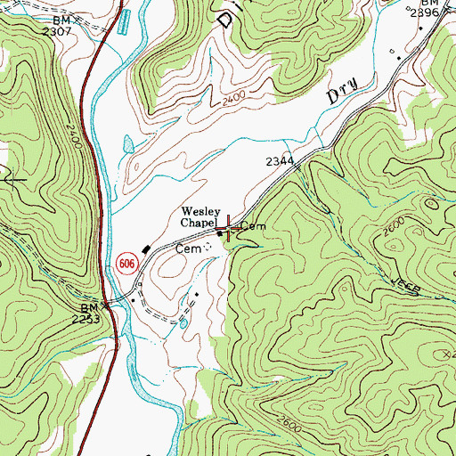Topographic Map of Wesley Chapel, VA