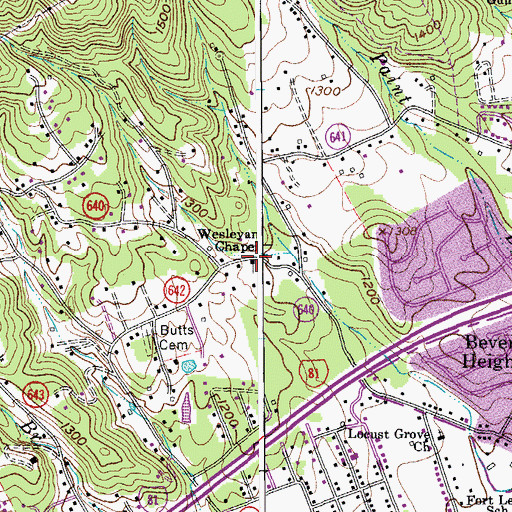 Topographic Map of Wesleyan Chapel, VA