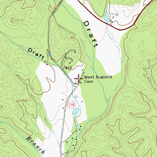 Topographic Map of West Augusta Cemetery, VA