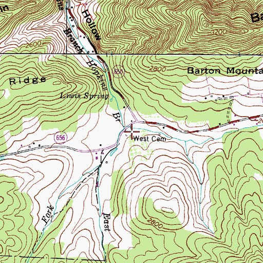 Topographic Map of West Cemetery, VA