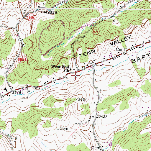Topographic Map of West End Church, VA