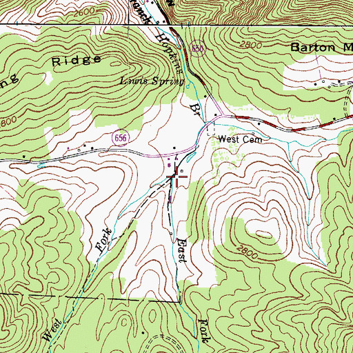 Topographic Map of West Fork Hopkins Branch, VA