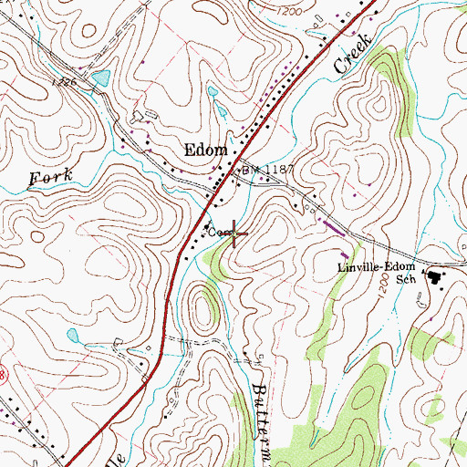 Topographic Map of West Fork Linville Creek, VA