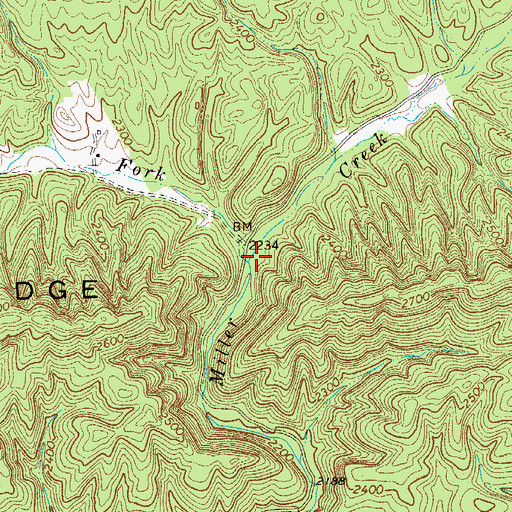 Topographic Map of West Fork Miller Creek, VA