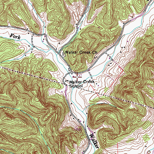 Topographic Map of West Fork Walker Creek, VA