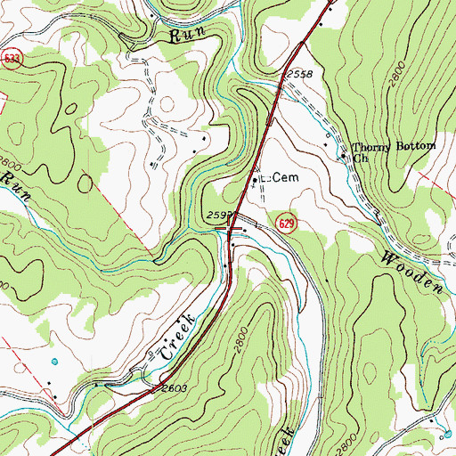Topographic Map of West Strait Creek, VA