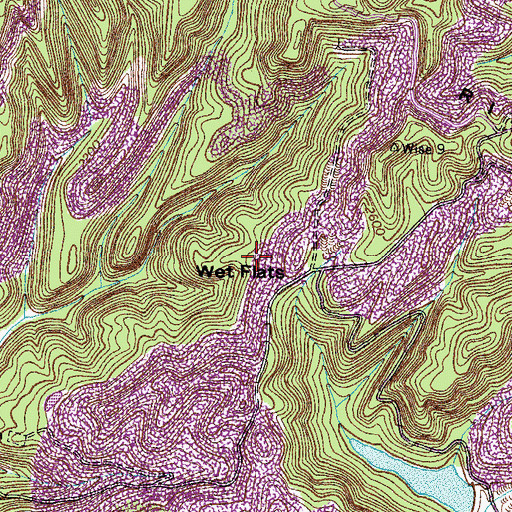 Topographic Map of Wet Flats, VA