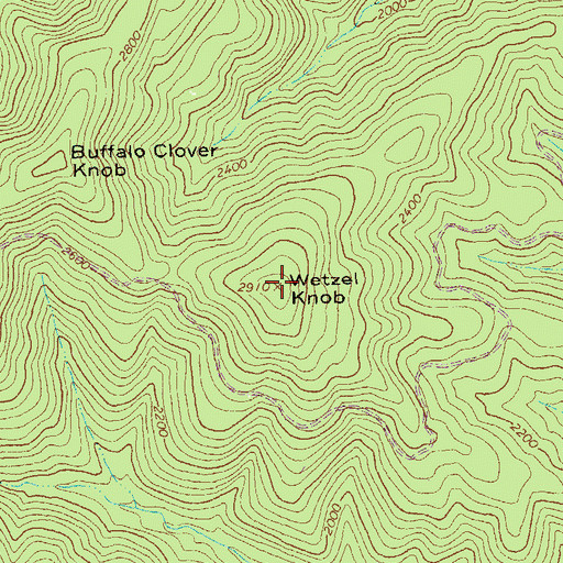 Topographic Map of Wetzel Knob, VA