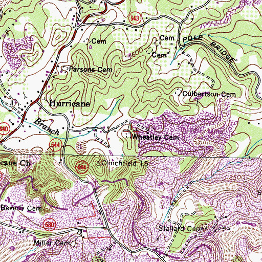 Topographic Map of Wheatley Cemetery, VA