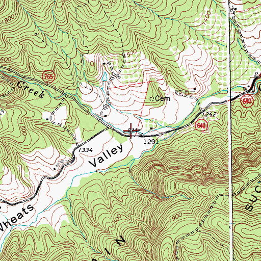 Topographic Map of Wheats Valley, VA