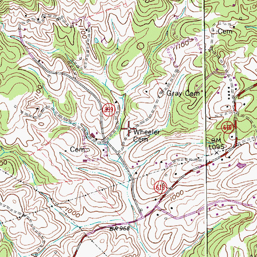 Topographic Map of Wheeler Cemetery, VA