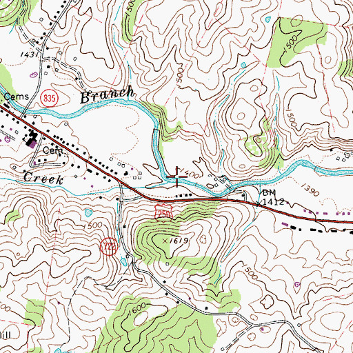 Topographic Map of Whisky Creek, VA