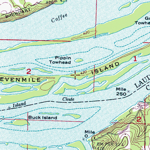 Topographic Map of Seven Mile Island Public Shooting Area, AL