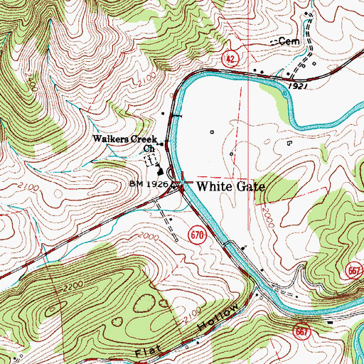Topographic Map of White Gate, VA
