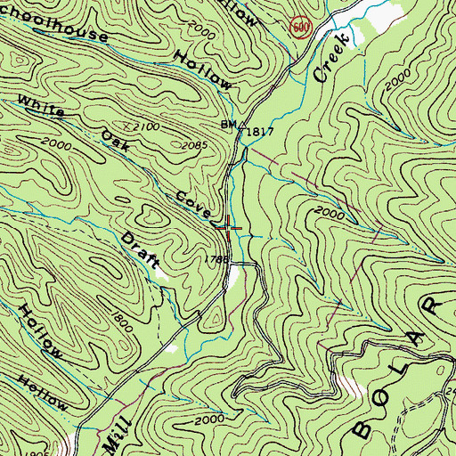 Topographic Map of White Oak Cove, VA