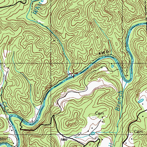 Topographic Map of White Oak Creek, VA
