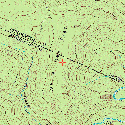 Topographic Map of White Oak Flat, VA