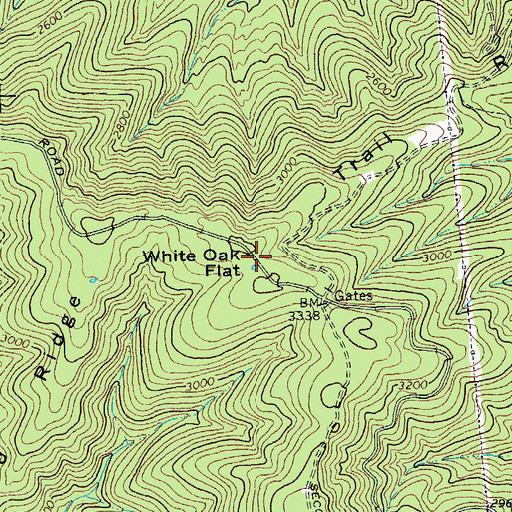 Topographic Map of White Oak Flat, VA
