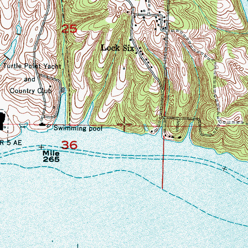 Topographic Map of Lock Six Day Use Area, AL