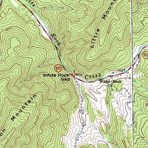 Topographic Map of White Rock Gap, VA