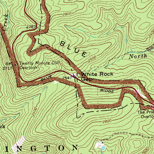 Topographic Map of White Rock Gap, VA
