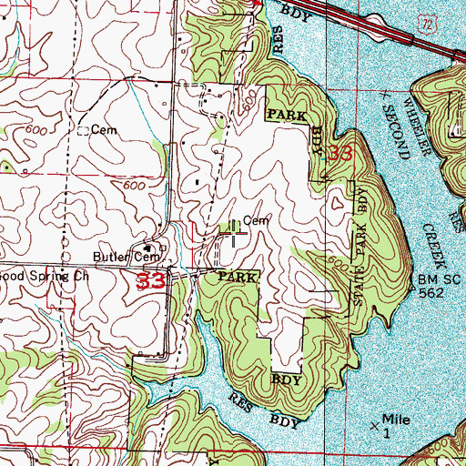Topographic Map of Ingram Cemetery, AL