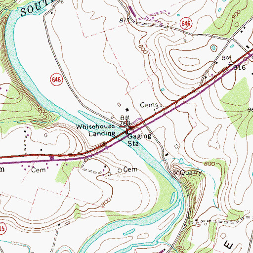 Topographic Map of Whitehouse Landing, VA